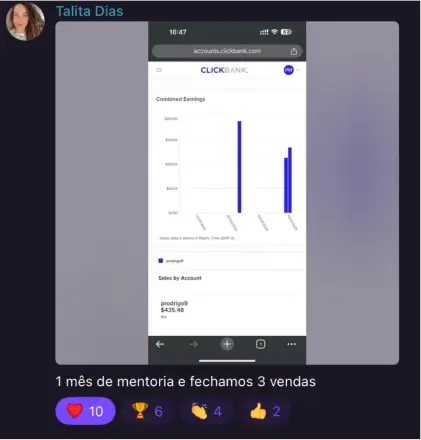 Print de conversa de aluno comemorando resultado