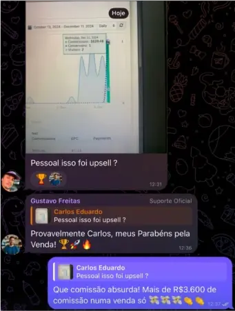 Print de conversa de aluno comemorando resultado