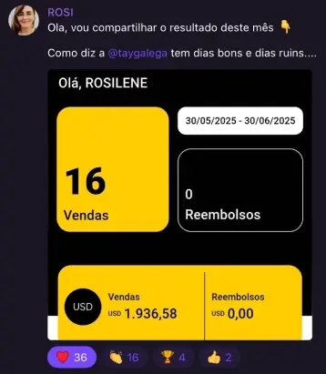 Print de conversa de aluno comemorando resultado