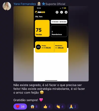 Print de conversa de aluno comemorando resultado